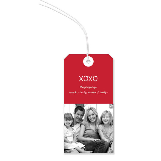 Hugs and Kisses Holiday Photo Hanging Gift Tags